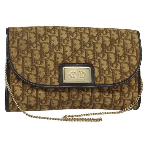DIOR Trotter Canvas Chain Shoulder Bag Brown - Picture 1 of 12